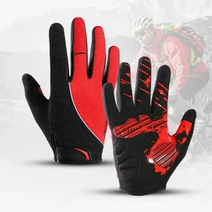 Bike Gloves, Cycling Gloves, Biking Gloves For Men Women With Touch Screen-Full Finger, Workout Gloves, Mountain Bike Gloves, Road Bicycle Gloves With Anti-Slip Silicone Red