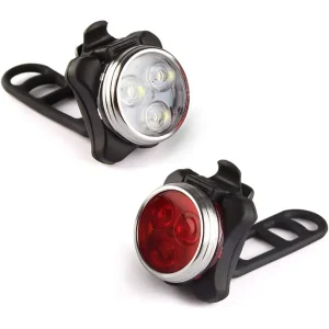 Light Up Your Night Rides: USB Rechargeable Bike Light Set with High Brightness & 4 Light Modes!