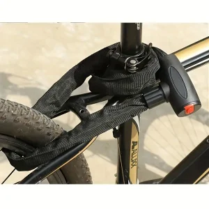 Heavy Duty Anti-Theft Bike Chain Lock with 2 Keys for MTB and Road Bicycles - Metal Safety Chain, Power-Free, Battery-Free