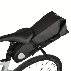 Waterproof Bike Saddle Bag - 2.64gal Large Capacity, Foldable Tail Rear Trunk for Mountain & Road Bikes, Stretchable Strap, PU Material