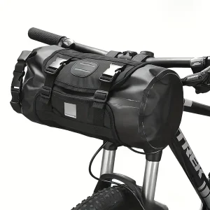 Bicycle Front Bag Clip Mesh Cloth Three-wire Plaid Cloth Riding Equipment Bag, Mountain Bike Head Storage Bag, Black Handlebar Bag