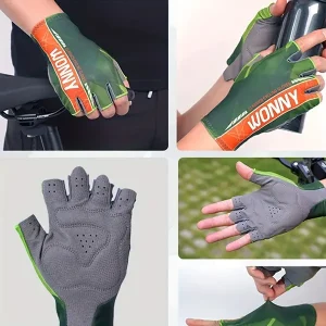 1pair Unisex Cycling Gloves, Mountain Road Bike Gloves, Half Finger Padded Bicycle Glove