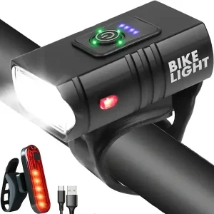 High Lumens Super Bright Bicycle Light, 6+4 Modes USB Rechargeable Bike Headlight & Tail Light Set, Waterproof Safety Bike Front & Rear Light For Road, Mountain, Night Cycling